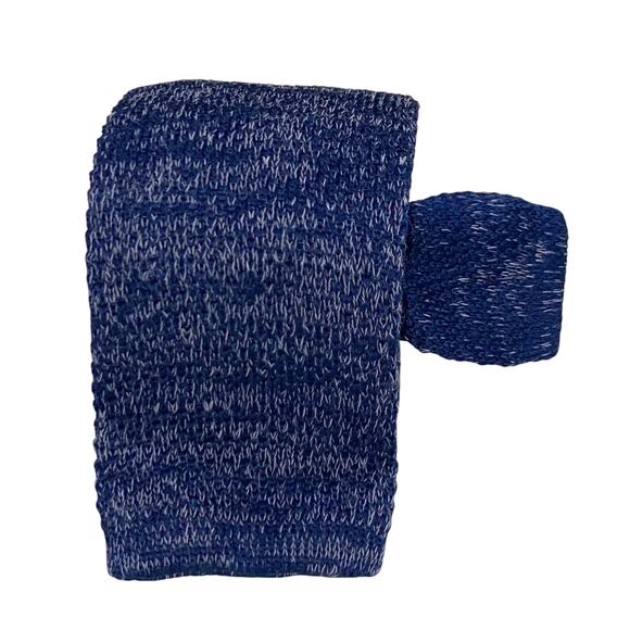 Vtg Jack Sartori Neck Tie Blue Square Tip Knit Cotton 60x2 Sartorially Splendid - Picture 7 of 8